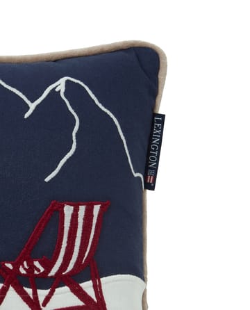 Ski resort οικολογικό βαμβάκι twill μαξιλάρι 30x50 cm - White-Dark blue - Lexington