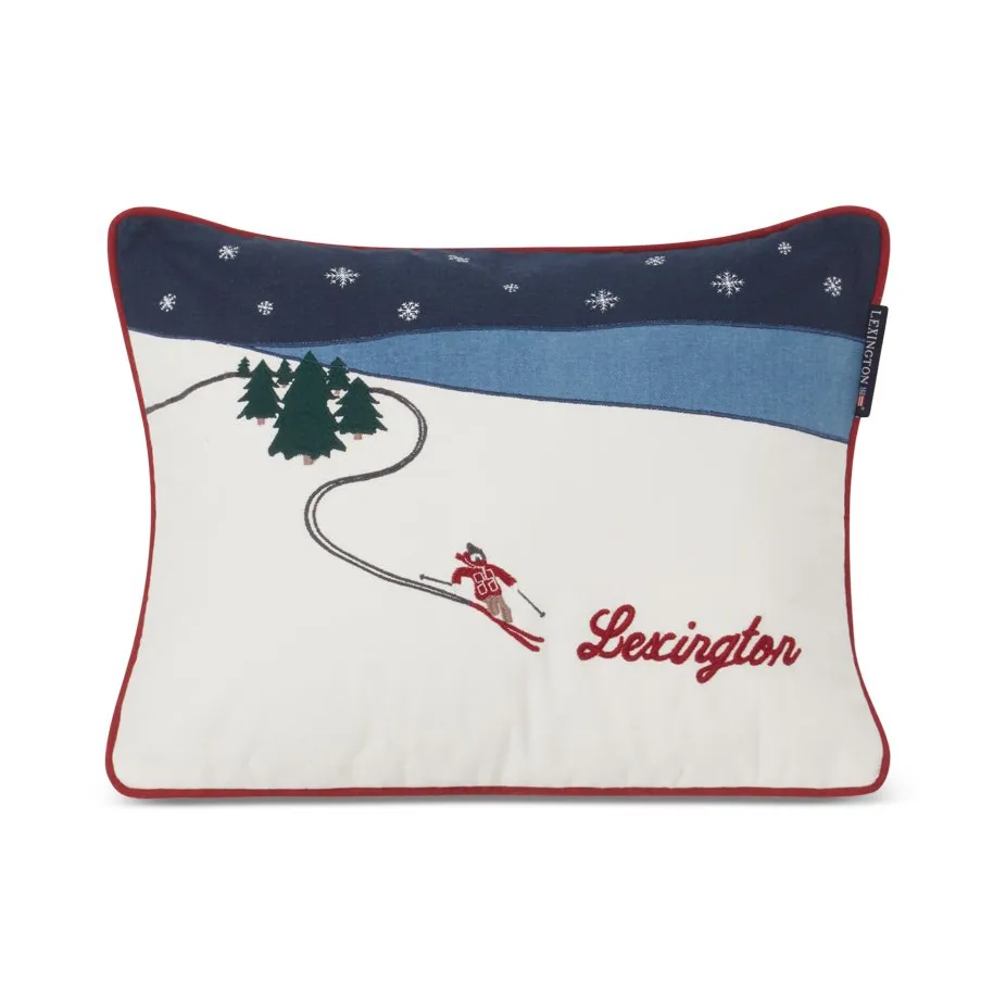 Skier Organic Cotton Twill Μαξιλάρι, 30x40 εκ, Λευκό-dark blue multi Lexington