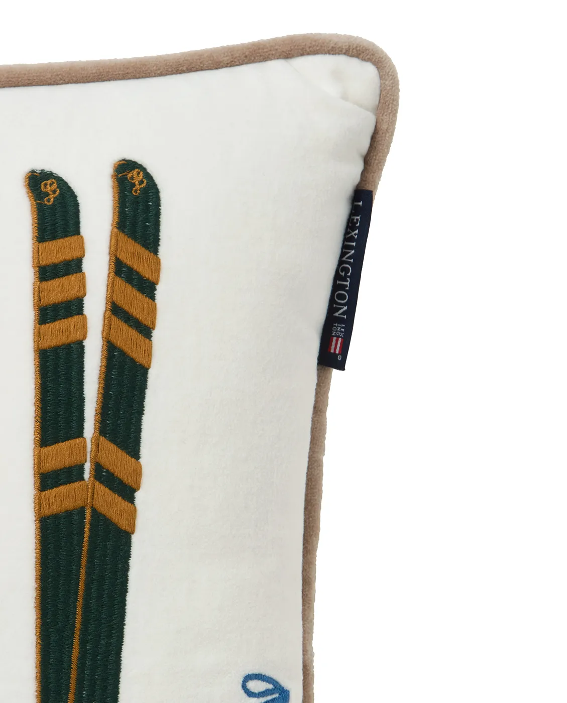 Skis and Poles οικολογικό βελούδο βαμβακερό μαξιλάρι 30x40 cm, White-multi Lexington