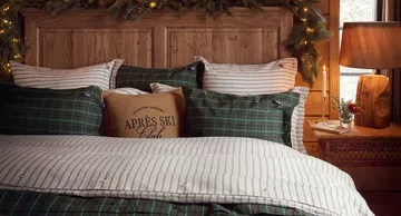 Stripe cotton flannel σετ κρεβατοκάμαρας - Λευκό-πράσινο-μπεζ, 2 τεμάχια 50x60 εκ./1 τεμάχιο 220x220 εκ. - Lexington