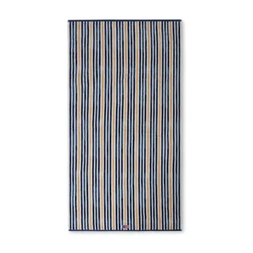 Striped Βαρμβακερή Βελουτέ πετσέτα μπάνιου 100x180 cm - Μπλε-λευκό-βρώμη - Lexington