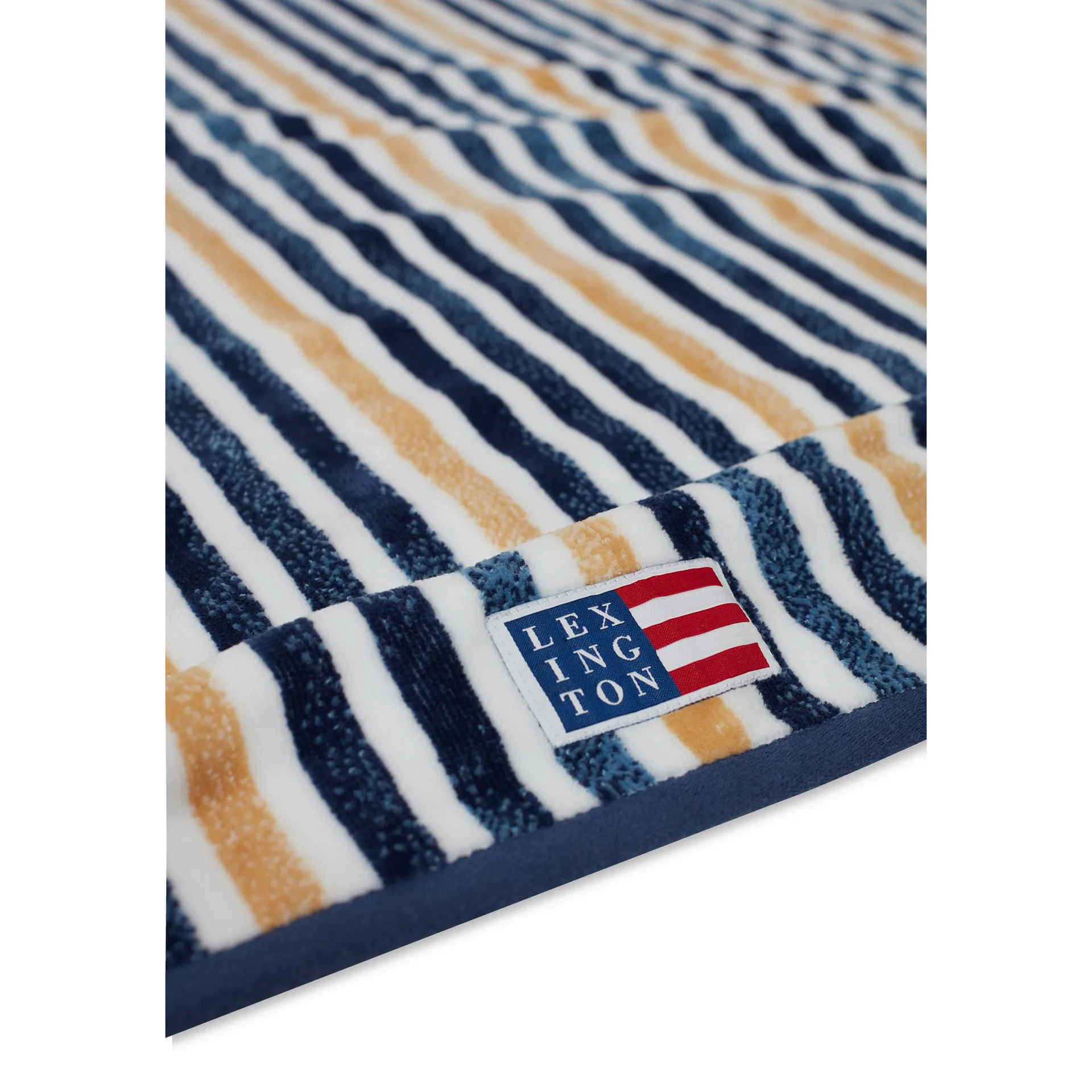 Striped Βαρμβακερή Βελουτέ πετσέτα μπάνιου 100x180 cm, Μπλε-λευκό-βρώμη Lexington