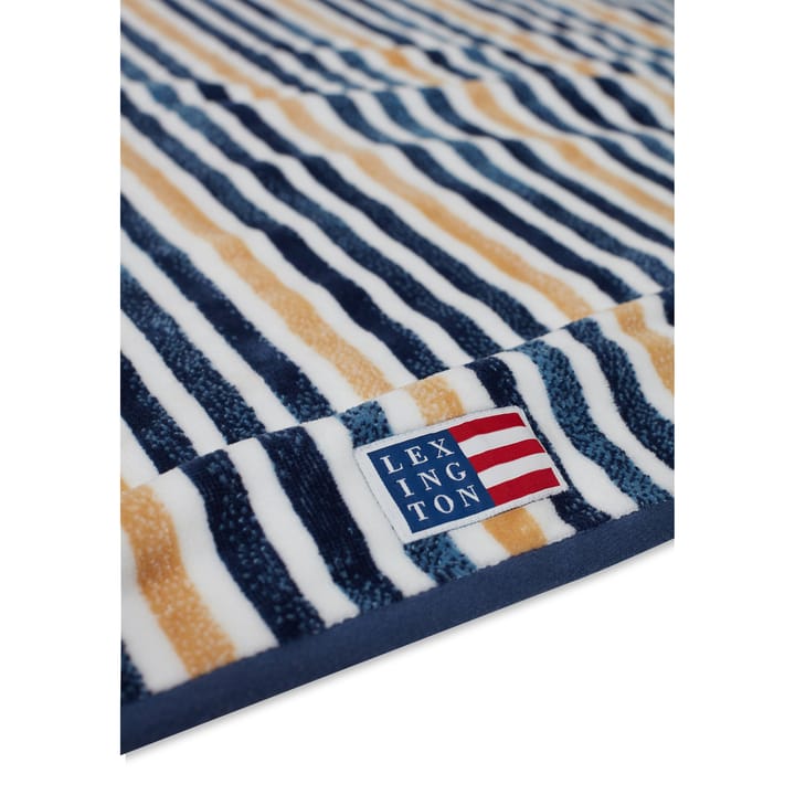 Striped Βαρμβακερή Βελουτέ πετσέτα μπάνιου 100x180 cm, Μπλε-λευκό-βρώμη Lexington