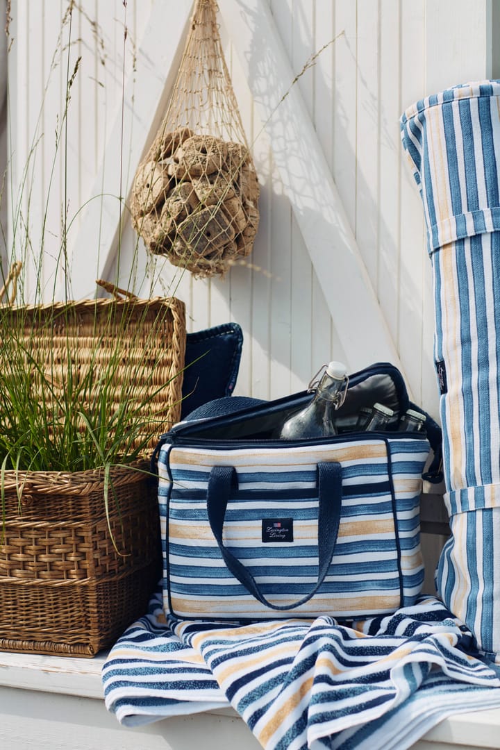 Striped Βαρμβακερή Βελουτέ πετσέτα μπάνιου 100x180 cm, Μπλε-λευκό-βρώμη Lexington