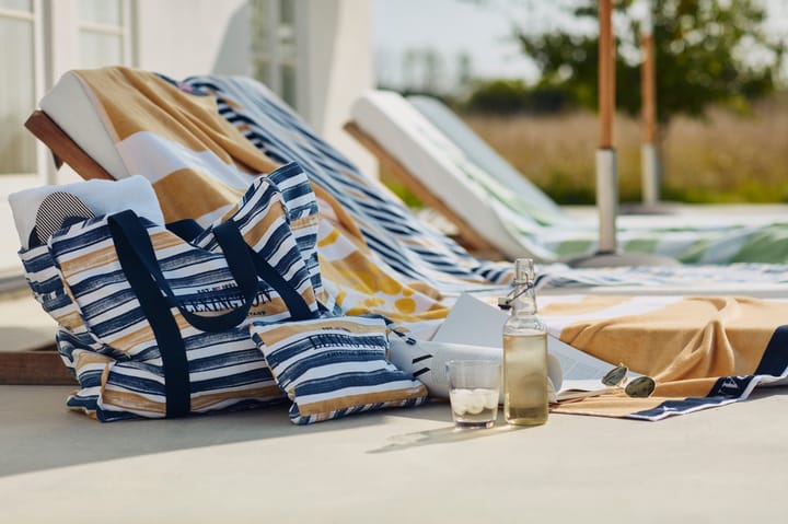 Striped Βαρμβακερή Βελουτέ πετσέτα μπάνιου 100x180 cm, Μπλε-λευκό-βρώμη Lexington