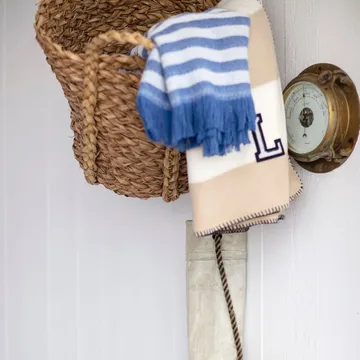 Striped Ανακυκλωμένο Βαμβακερό ριχτάρι 130x170 cm - Μπλε-λευκό - Lexington