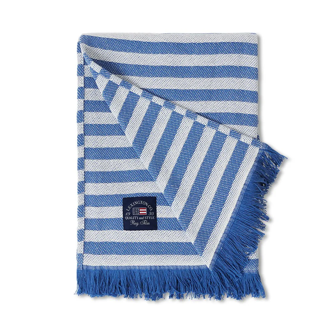 Striped Ανακυκλωμένο Βαμβακερό ριχτάρι 130x170 cm, Μπλε-λευκό Lexington
