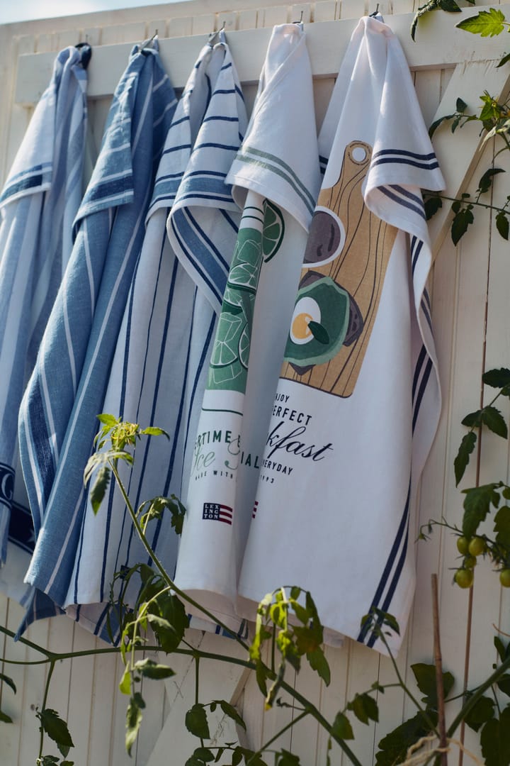 Striped πετσέτα κουζίνας 50x70 cm - Λευκό-μπλε - Lexington