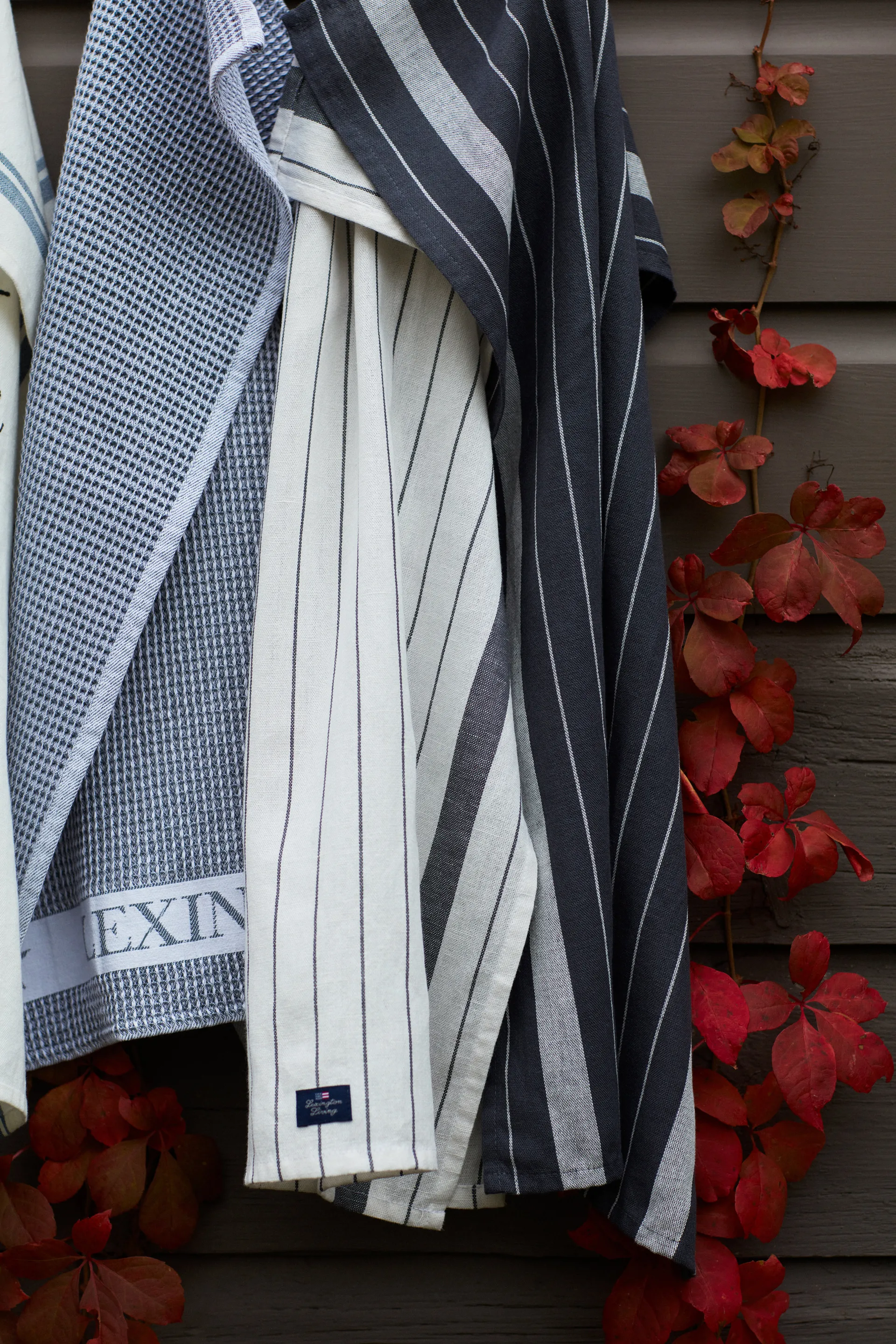 Πετσέτα κουζίνας Striped Cotton Linen 50x70 cm, White Lexington