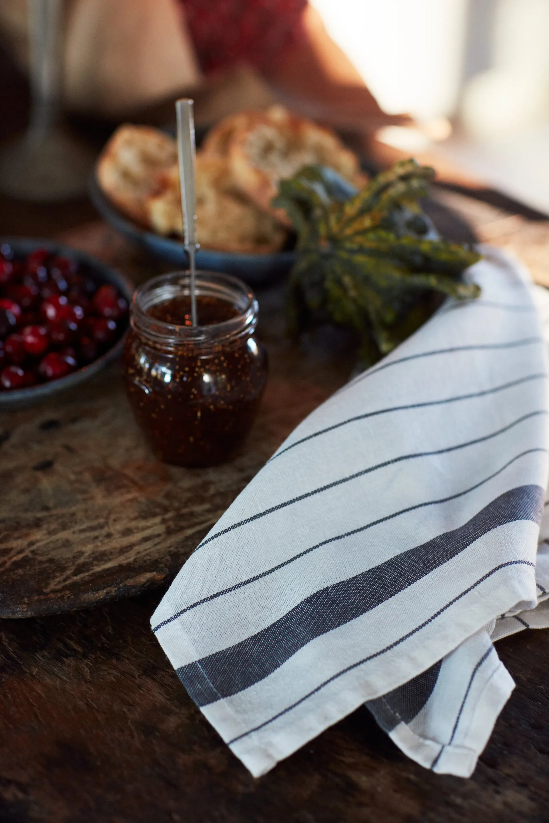 Πετσέτα κουζίνας Striped Cotton Linen 50x70 cm, White Lexington