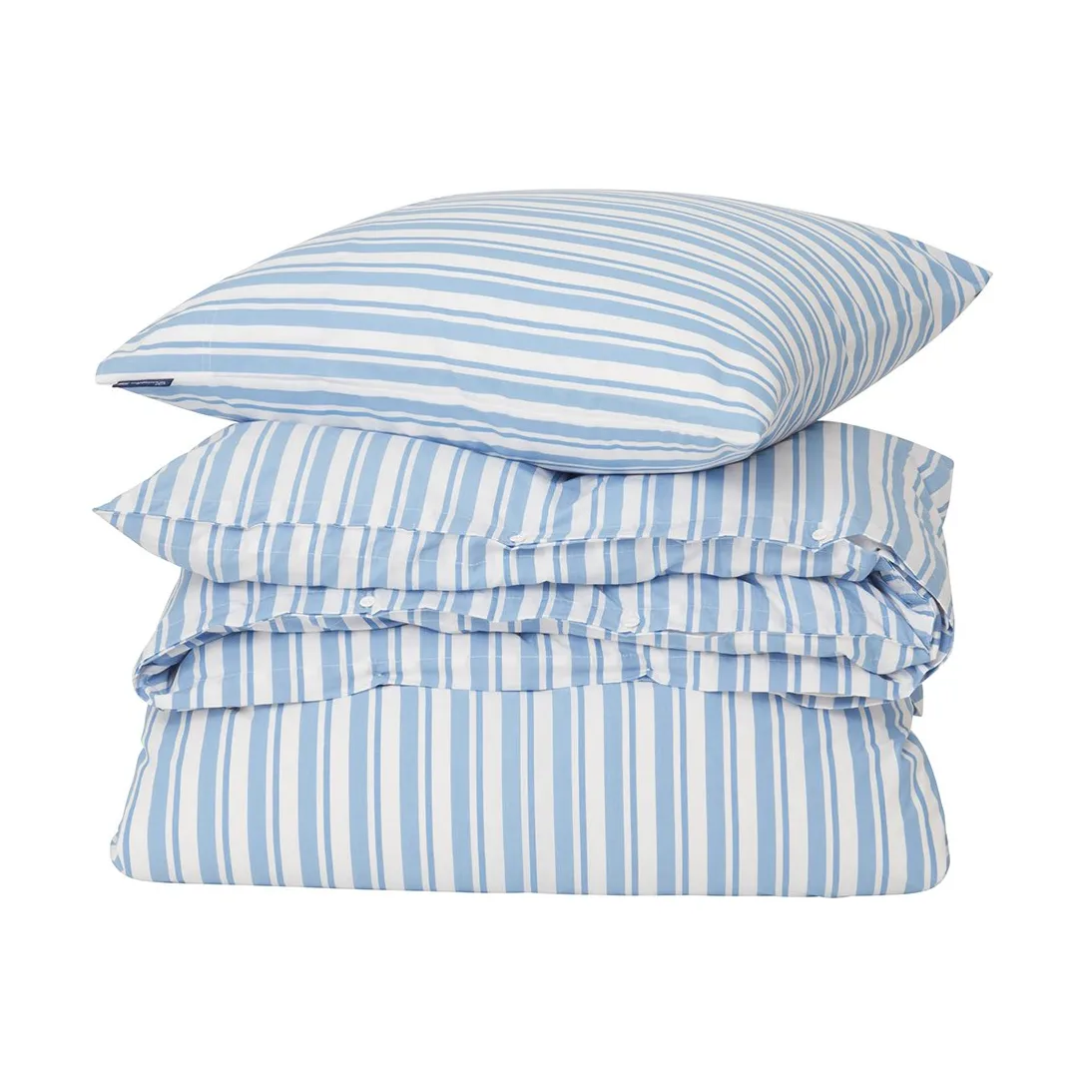 Σετ κλινοσκεπασμάτων Striped Cotton Poplin, White-Blue, 1 μαξιλαροθήκη Lexington