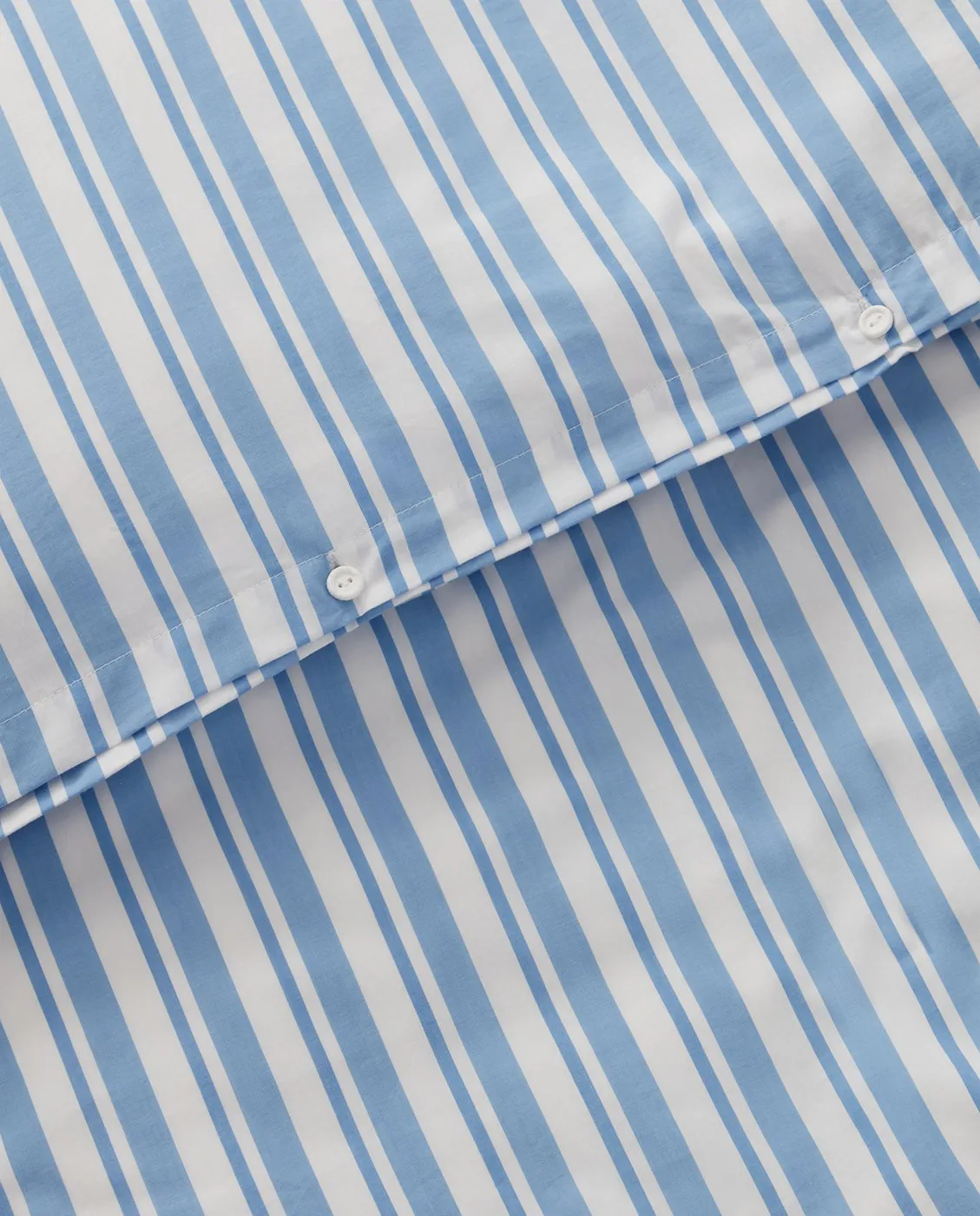 Σετ κλινοσκεπασμάτων Striped Cotton Poplin, White-Blue, 1 μαξιλαροθήκη Lexington