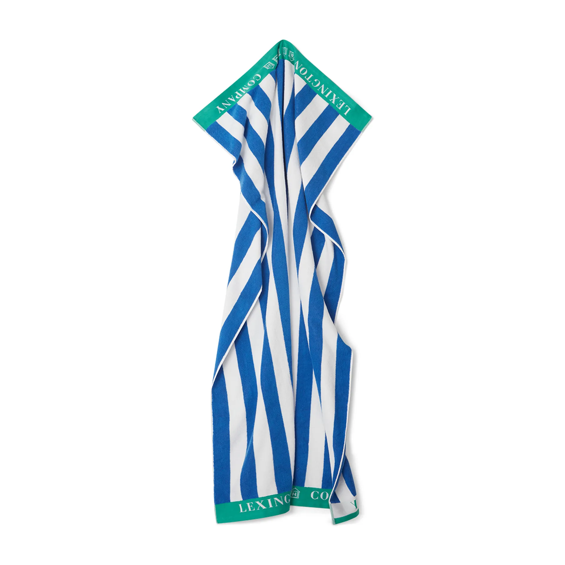 Striped Cotton Terry πετσέτα παραλίας 100x180 cm, Μπλε-λευκό-πράσινο Lexington