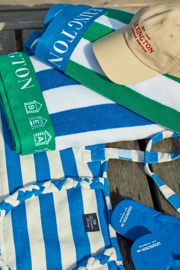 Striped Cotton Terry πετσέτα παραλίας 100x180 cm - Μπλε-λευκό-πράσινο - Lexington