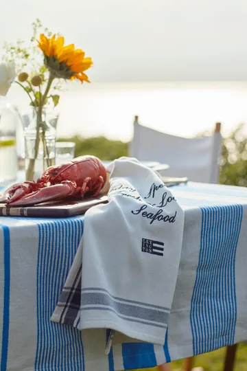 Striped Linen Cotton - Ριγέ λινό βαμβακερό τραπεζομάντιλο 150x250 cm - Μπλε-λευκό - Lexington