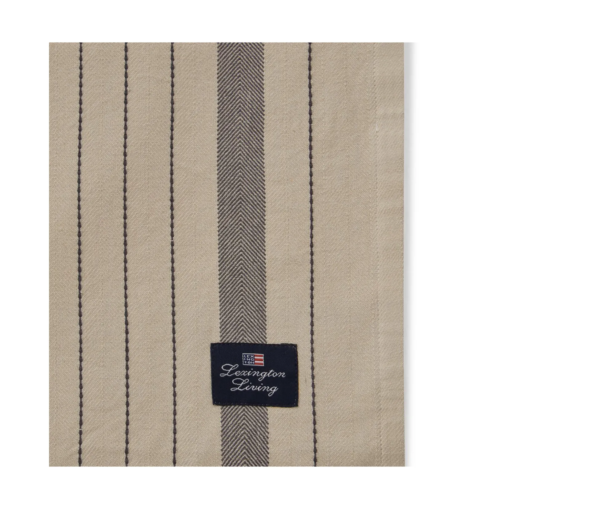 Striped Organic Cotton τραπεζομάντηλο 150x350 εκ, Beige-dark grey Lexington