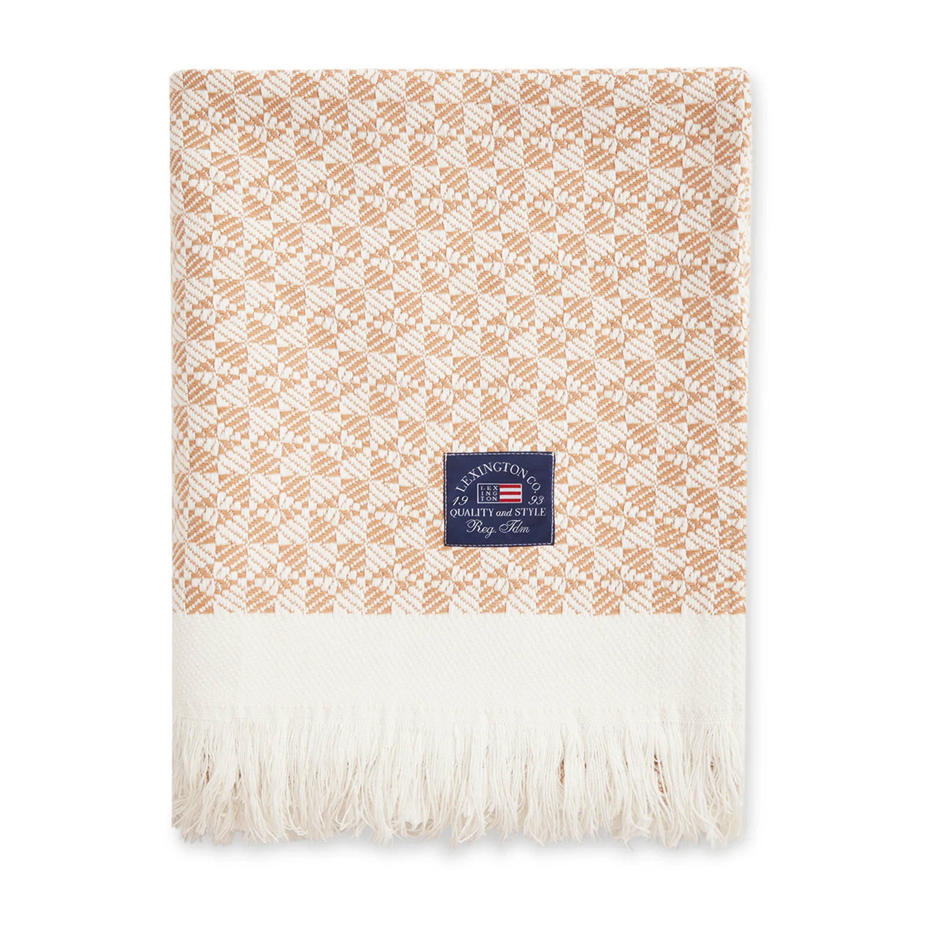 Striped Structured Recycled βαμβακερό ριχτάρι 130x170 cm, Μπεζ-λευκό Lexington