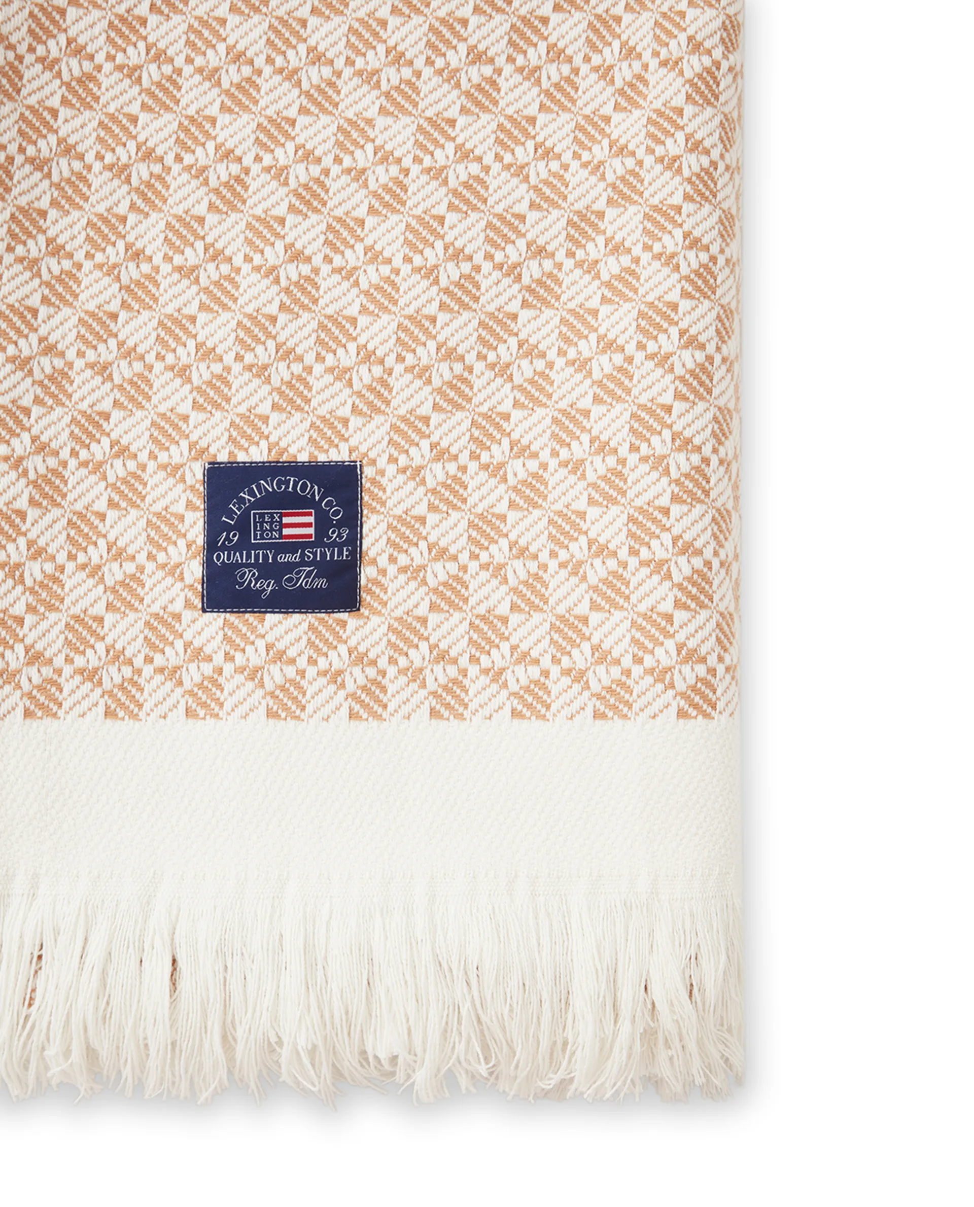 Striped Structured Recycled βαμβακερό ριχτάρι 130x170 cm, Μπεζ-λευκό Lexington