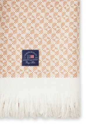 Striped Structured Recycled βαμβακερό ριχτάρι 130x170 cm - Μπεζ-λευκό - Lexington