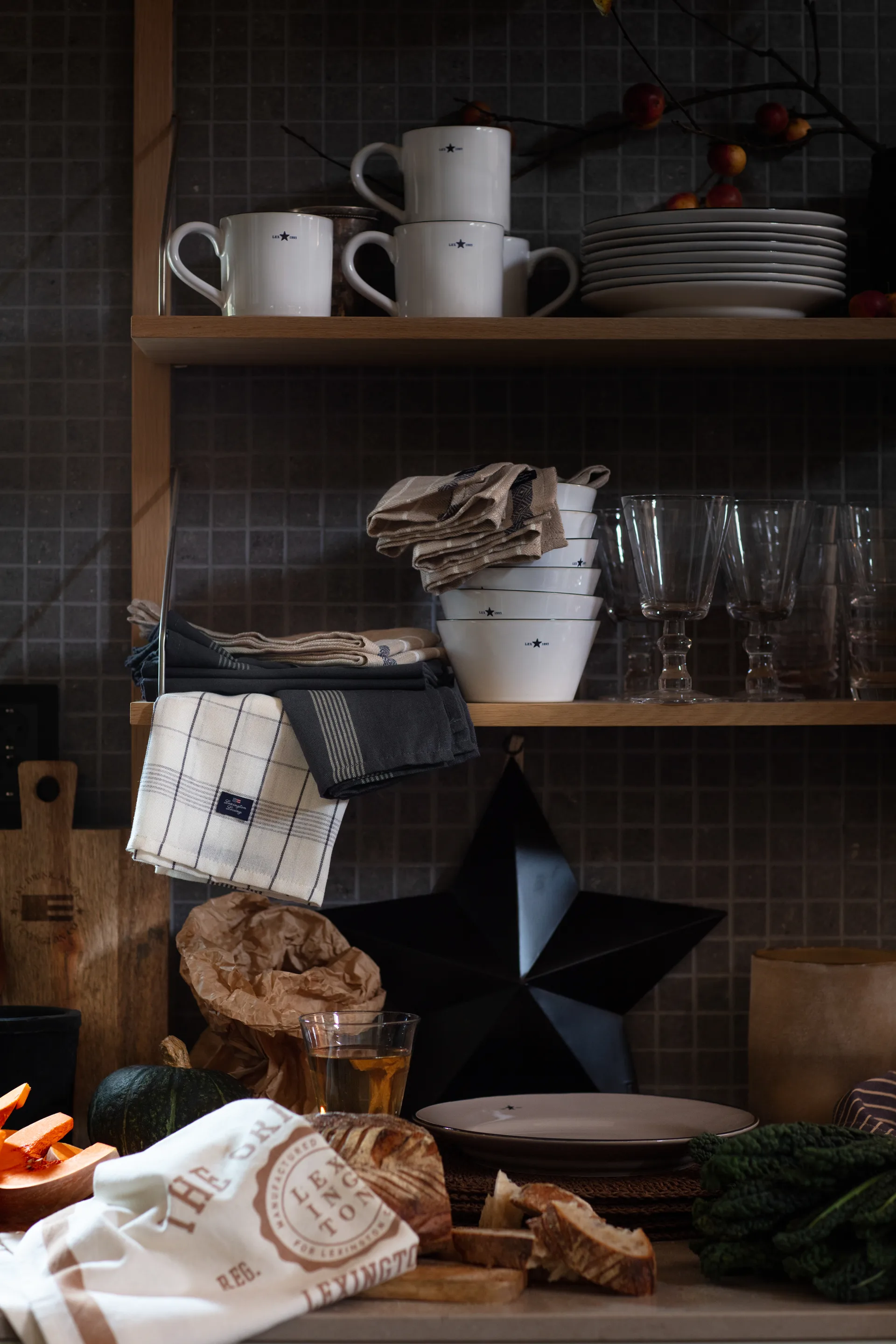 The Original πετσέτα κουζίνας από βιολογικό βαμβάκι 50x70 cm, Υπόλευκο-καφέ Lexington