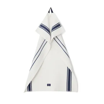 Οργανική Πετσέτα Κουζίνας από Βαμβάκι Waffle 50x70 cm - Λευκό-σκούρο μπλε - Lexington