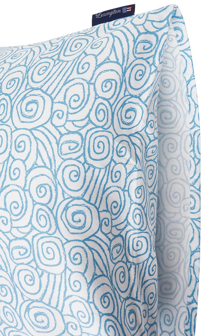 Μαξιλαροθήκη Wave Printed Cotton Sateen 50x60 cm - White-Blue - Lexington