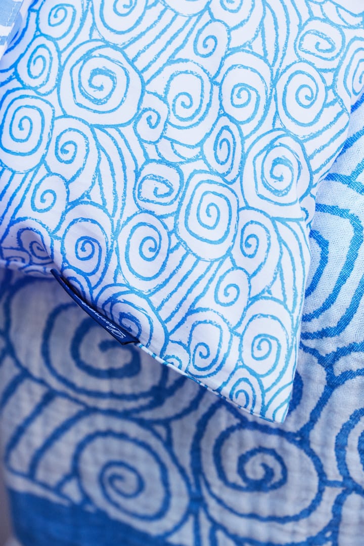 Σετ κλινοσκεπασμάτων Wave Printed Cotton Sateen - White-Blue, 2 μαξιλαροθήκες - Lexington