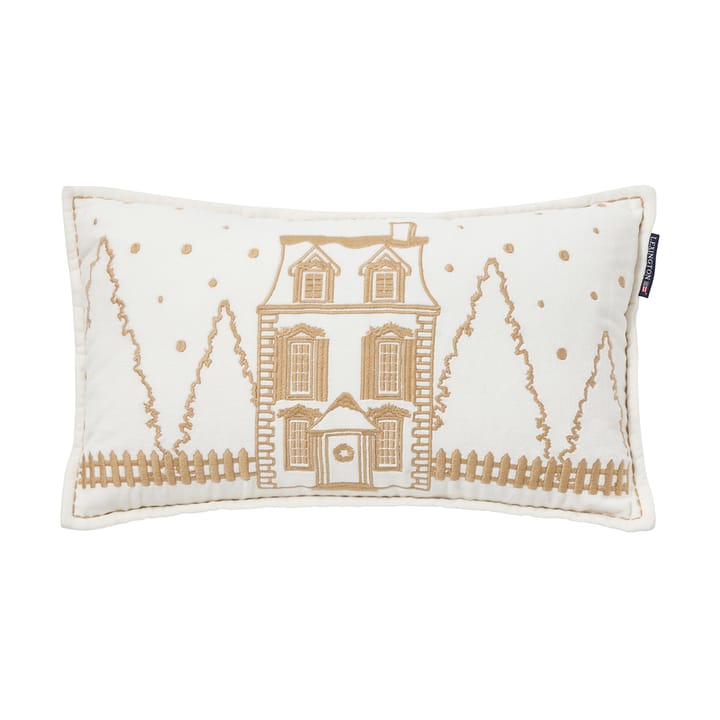 Winter House οικολογικό βελούδο βαμβακερό μαξιλάρι 30x50 cm - White-Light μπεζ - Lexington