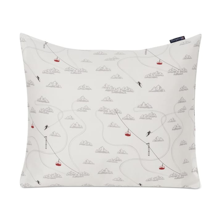 Winter Printed Cotton Sateen Μαξιλαροθήκη, 50x60 εκ, Λευκό-γκρι-κόκκινο Lexington