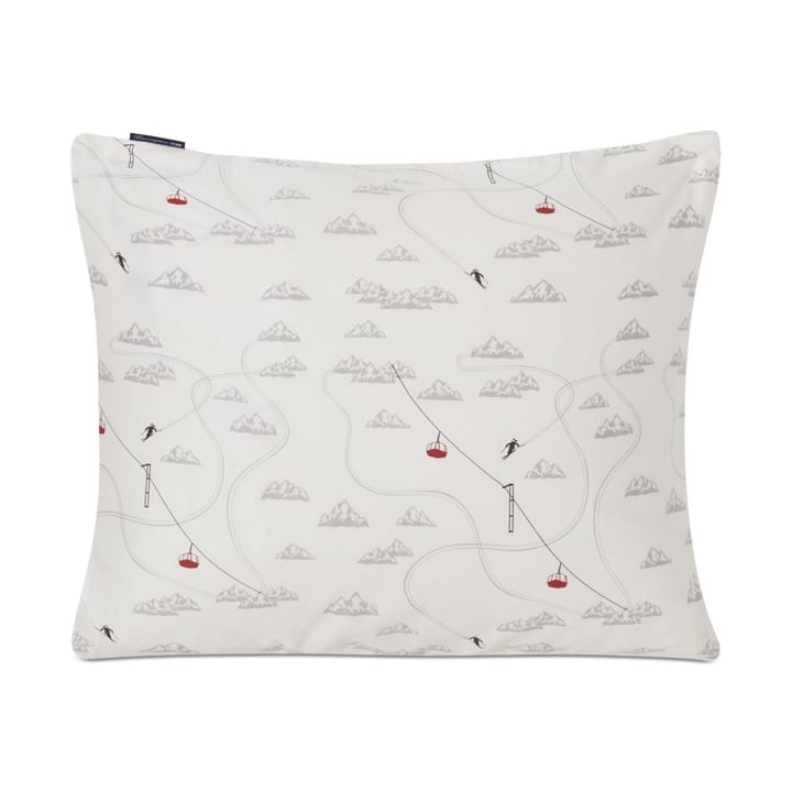 Winter Printed Cotton Sateen Μαξιλαροθήκη, 50x60 εκ, Λευκό-γκρι-κόκκινο Lexington