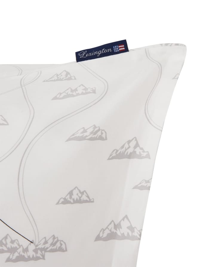 Winter Printed Cotton Sateen Μαξιλαροθήκη, 50x60 εκ, Λευκό-γκρι-κόκκινο Lexington