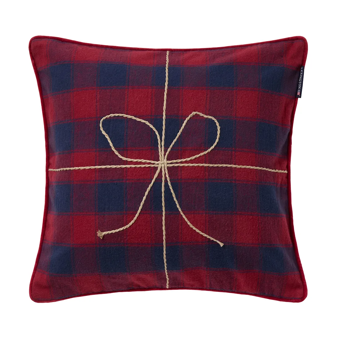 Wrapped checked οικολογικό φανέλα μαξιλαροθήκη 50x50 cm, Dark blue-red Lexington