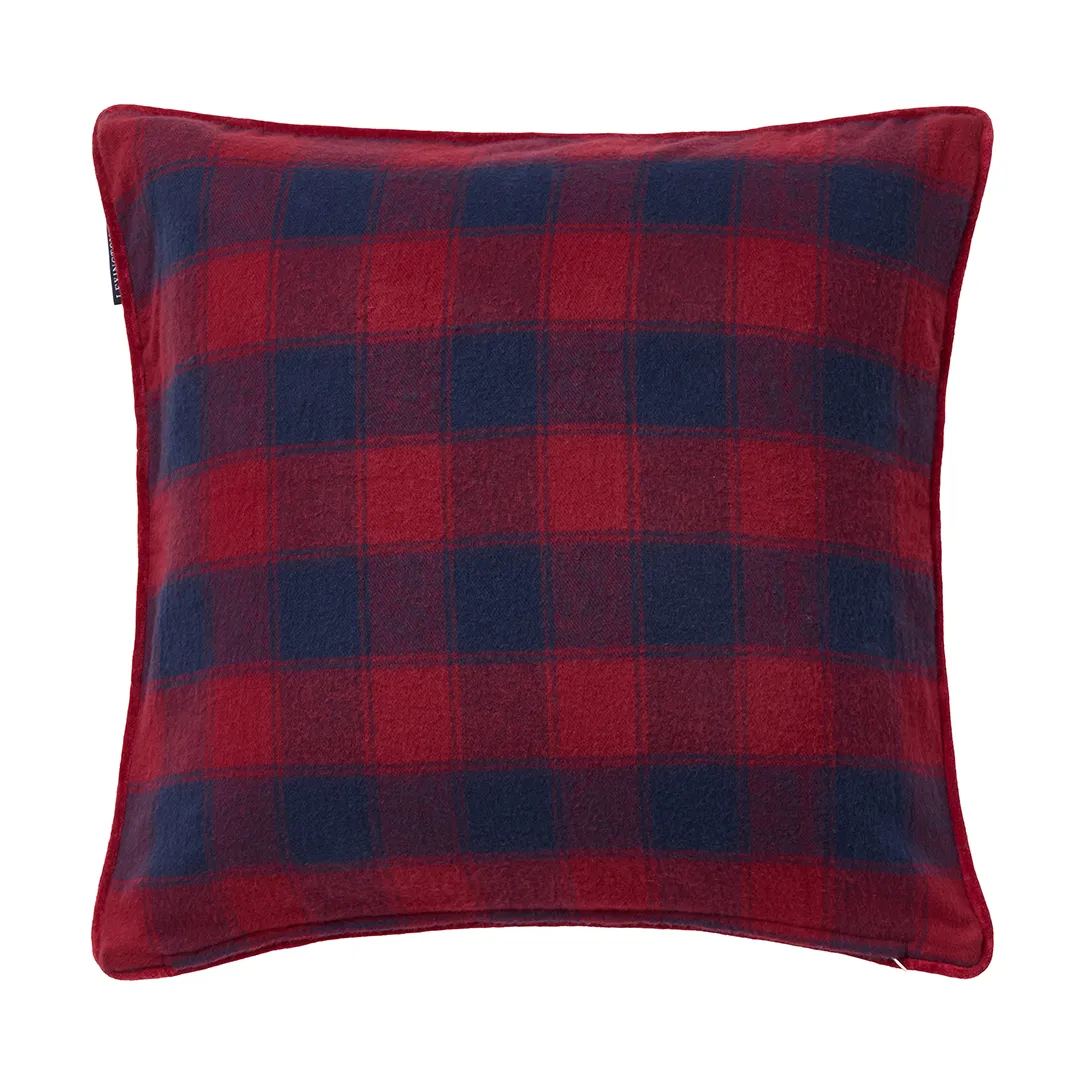 Wrapped checked οικολογικό φανέλα μαξιλαροθήκη 50x50 cm, Dark blue-red Lexington