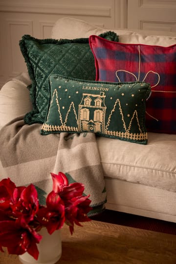 Wrapped checked οικολογικό φανέλα μαξιλαροθήκη 50x50 cm - Dark blue-red - Lexington
