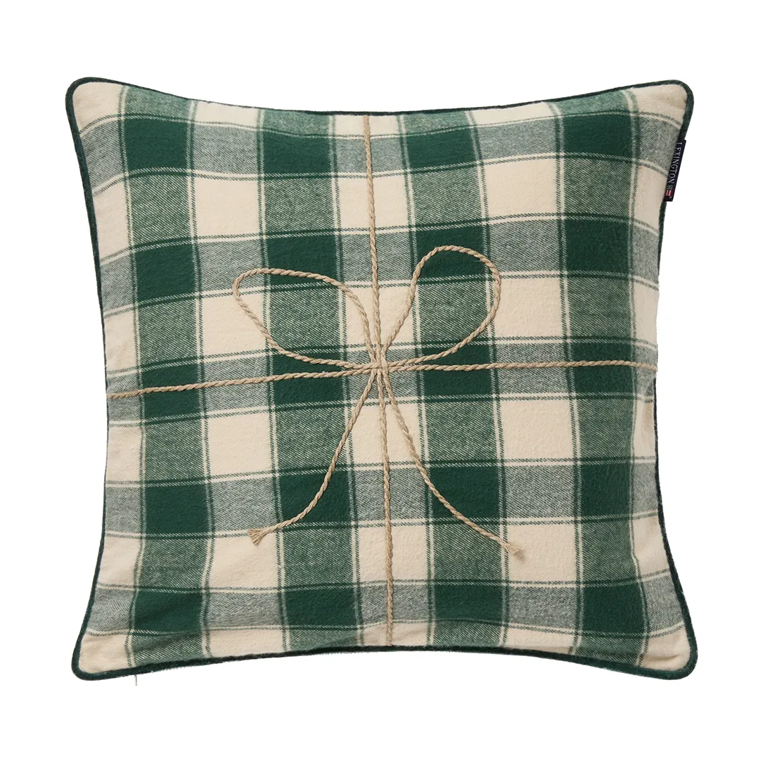 Wrapped checked οικολογικό φανέλα μαξιλαροθήκη 50x50 cm, Light beige-green Lexington