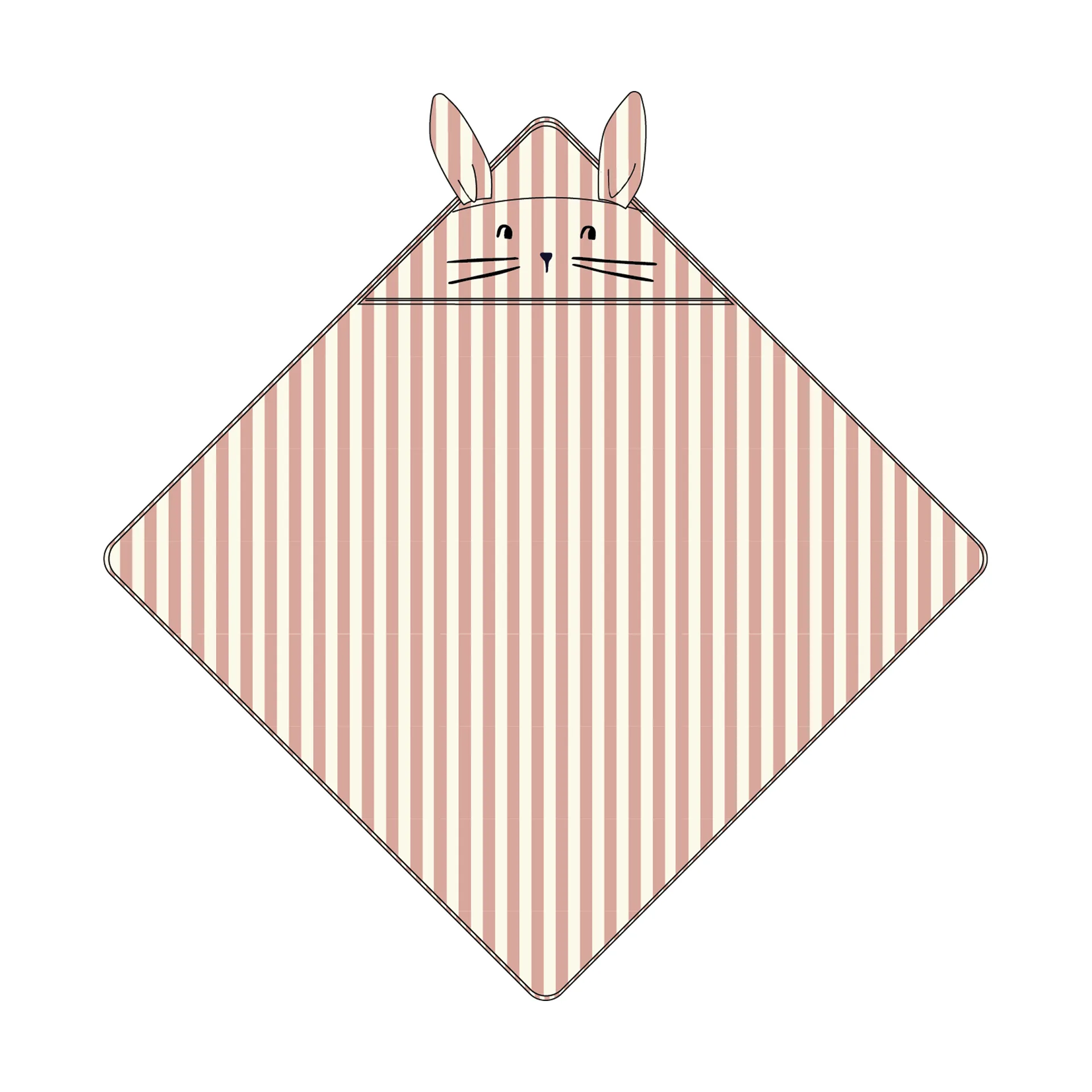 Albert πετσέτα με κουκούλα 70x70 εκ., Coral blush-creme de la creme stripe Liewood