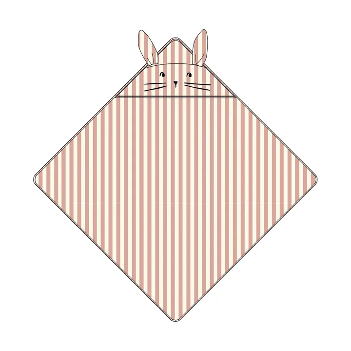 Albert πετσέτα με κουκούλα 70x70 εκ. - Coral blush-creme de la creme stripe - Liewood