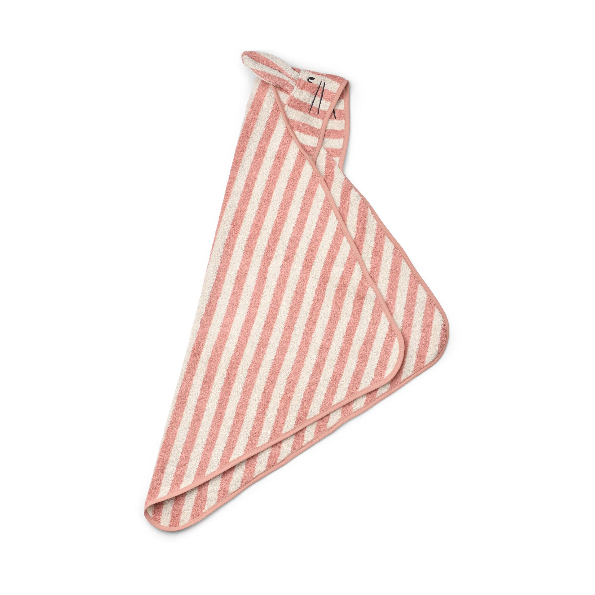 Albert πετσέτα με κουκούλα 70x70 εκ., Coral blush-creme de la creme stripe Liewood