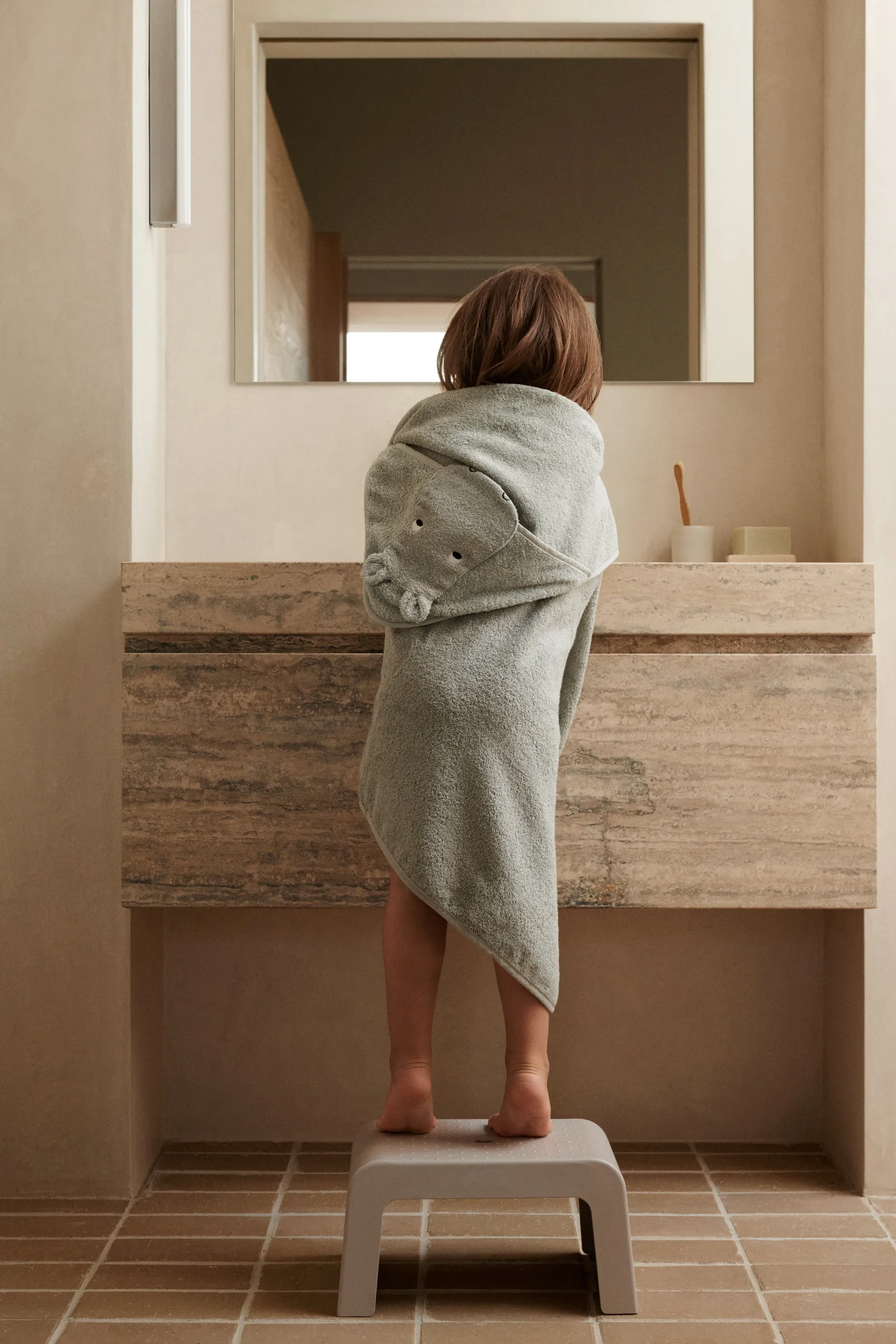 Albert πετσέτα μπάνιου με κουκούλα 70x70 εκ., Hippo dove blue Liewood