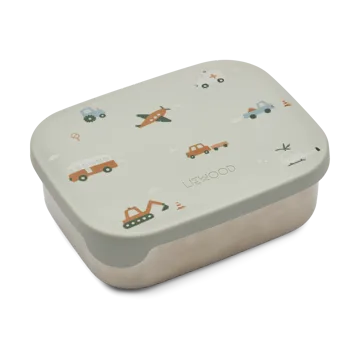 Arthur δοχείο φαγητού 13,5x17 εκ. - Vehicles-dove blue mix - Liewood