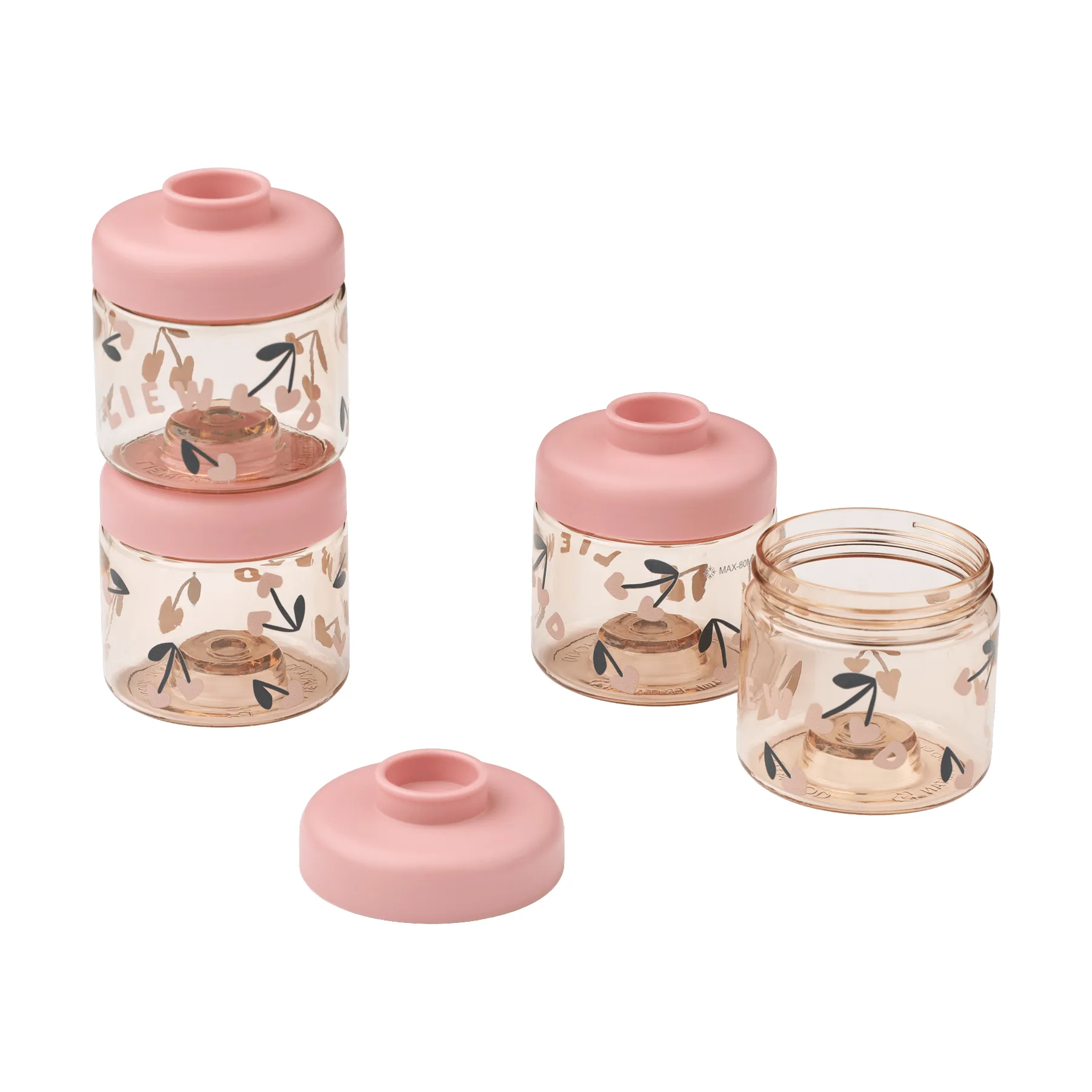 Dominique βαζάκια βρεφικής τροφής 100 ml σετ των 4, Cherry heart-Rosey Liewood