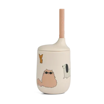 Ellis printed sippy cup κύπελλο με καλαμάκι 23 cl - Cats and Dogs-Sandy - Liewood