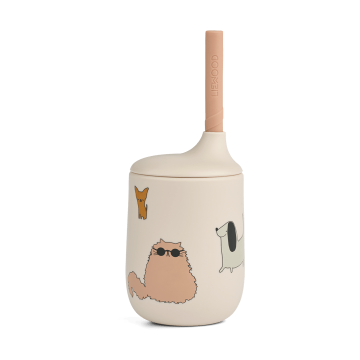 Ellis printed sippy cup κύπελλο με καλαμάκι 23 cl - Cats and Dogs-Sandy - Liewood