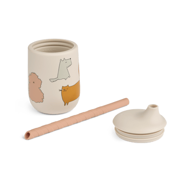 Ellis printed sippy cup κύπελλο με καλαμάκι 23 cl - Cats and Dogs-Sandy - Liewood