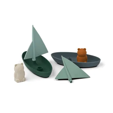 Ensley παιχνίδι μπάνιου βάρκες 2 τεμάχια - Whale blue multi mix - Liewood