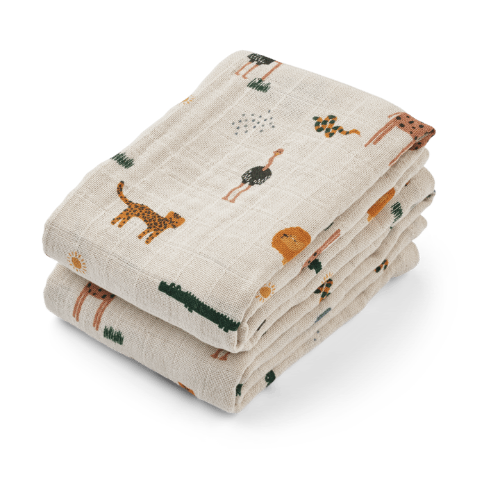 Lewis μπουκάλι από μουσκίνο 2-τεμάχιο 65x65 εκ. - Safari sandy mix - Liewood