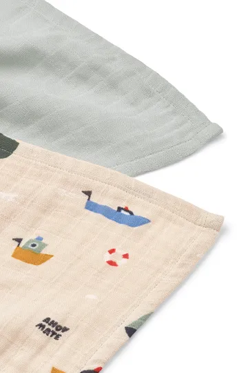 Lewis μπουκάλι από μουσκίνο 2-τεμάχιο 65x65 εκ. - Sailing-dove blue mix - Liewood