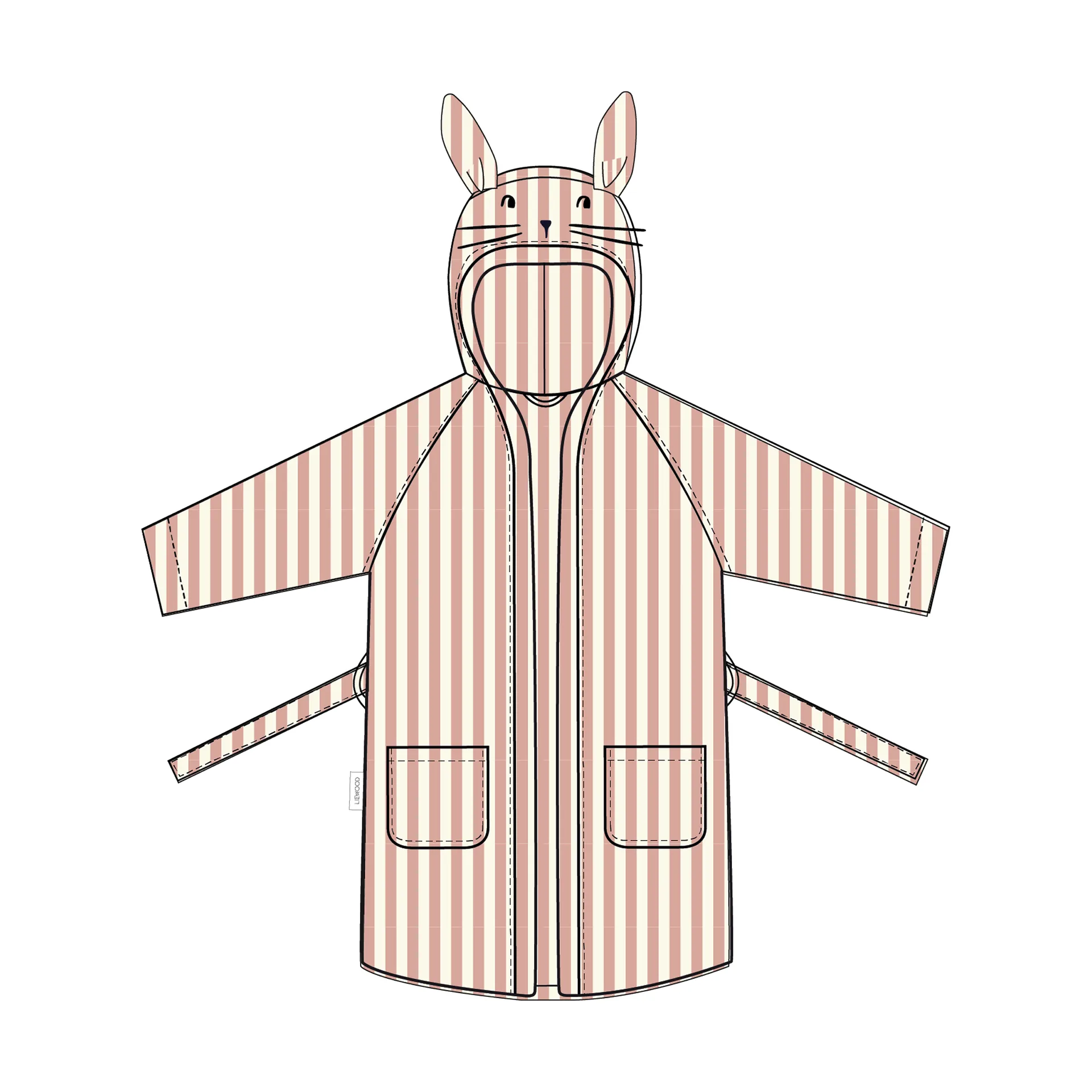 Lily μπουρνούζι coral blush creme de la creme stripe, 3-4 ετών Liewood