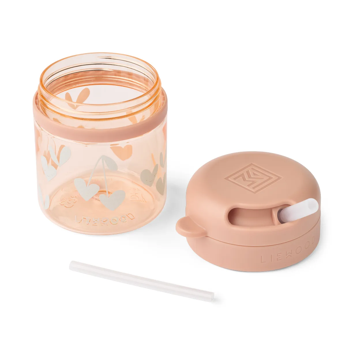 Pavia κούπα με καλαμάκι 28 cl, Sweethearts-pale tuscany Liewood