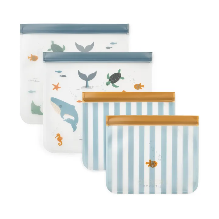 Rebus επαναχρησιμοποιούμενη τσάντα 4 τεμάχια - Sea creature-sandy - Liewood